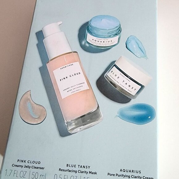 TWO for $40 Herbivore Waves of Clarity Skincare Set 3 Piece Gift Boxed New - Picture 3 of 14